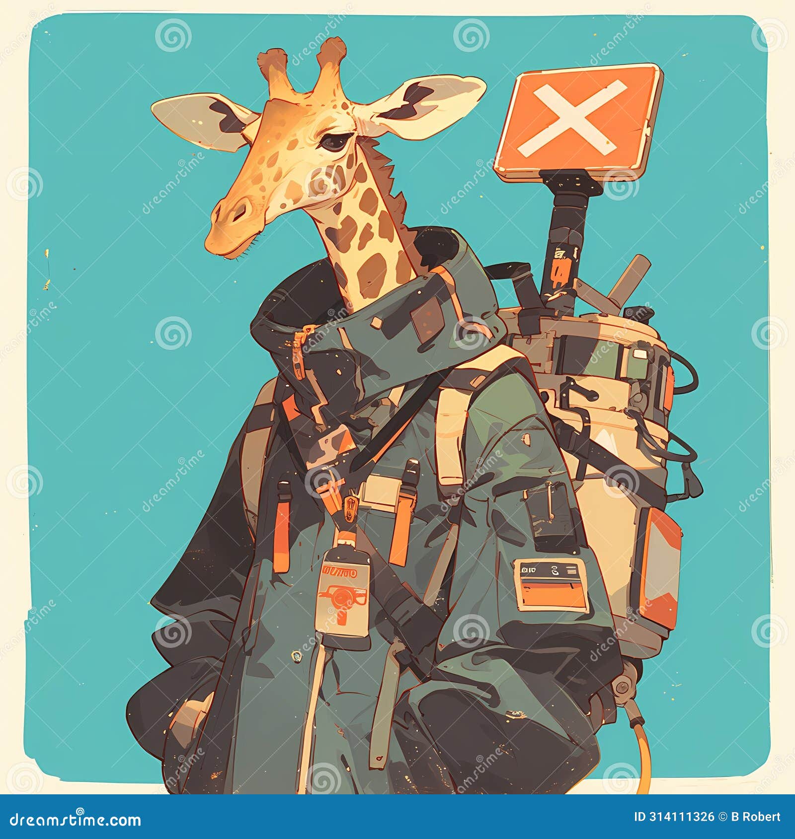 giraffe adventurer, a whimsical journey.