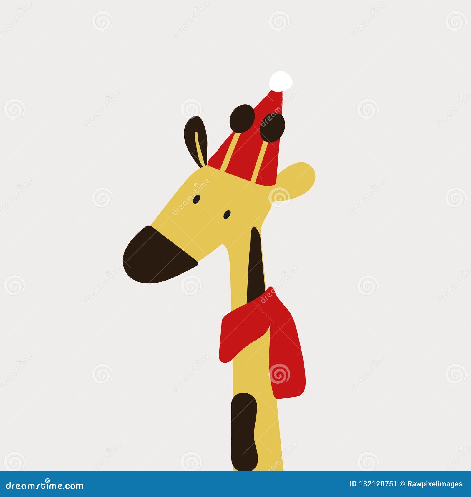 Download Giraffe In A Cartoon Style With A Christmas Hat Vector ...