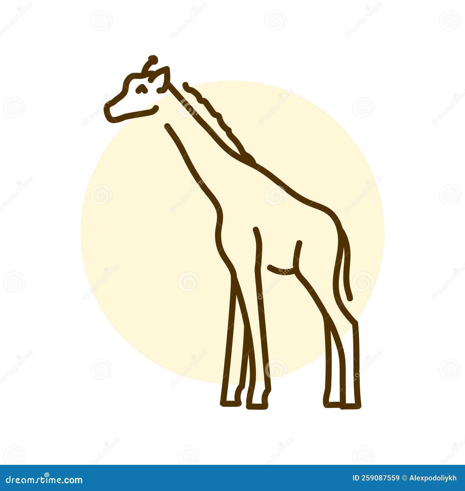 Giraffe Color Line Illustration. Animals of Africa. Stock Vector