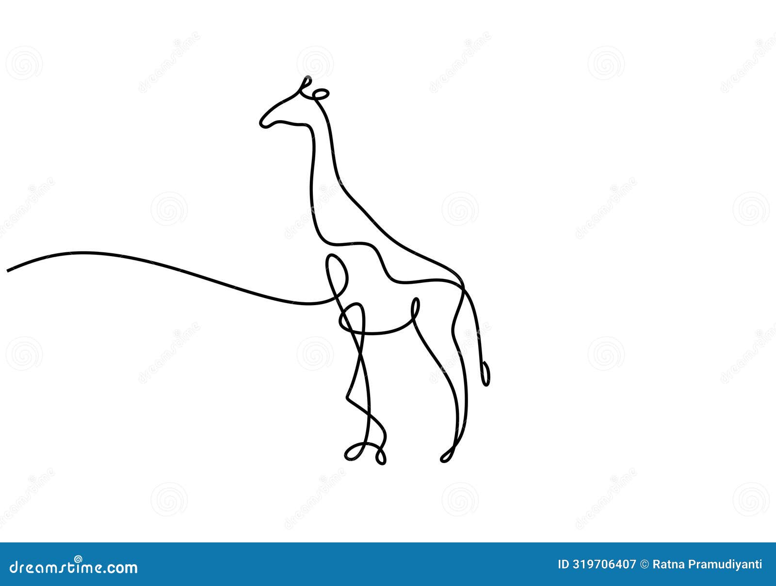 giraffe in continuous one line art drawing. wild animal zoo concept.   . minimalist  handdrawn