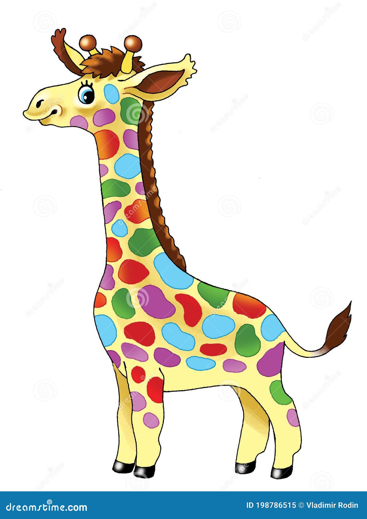 Cartoon Ram With Horns. Wooly Cute Male Farm Animal Stay. Vector Trendy