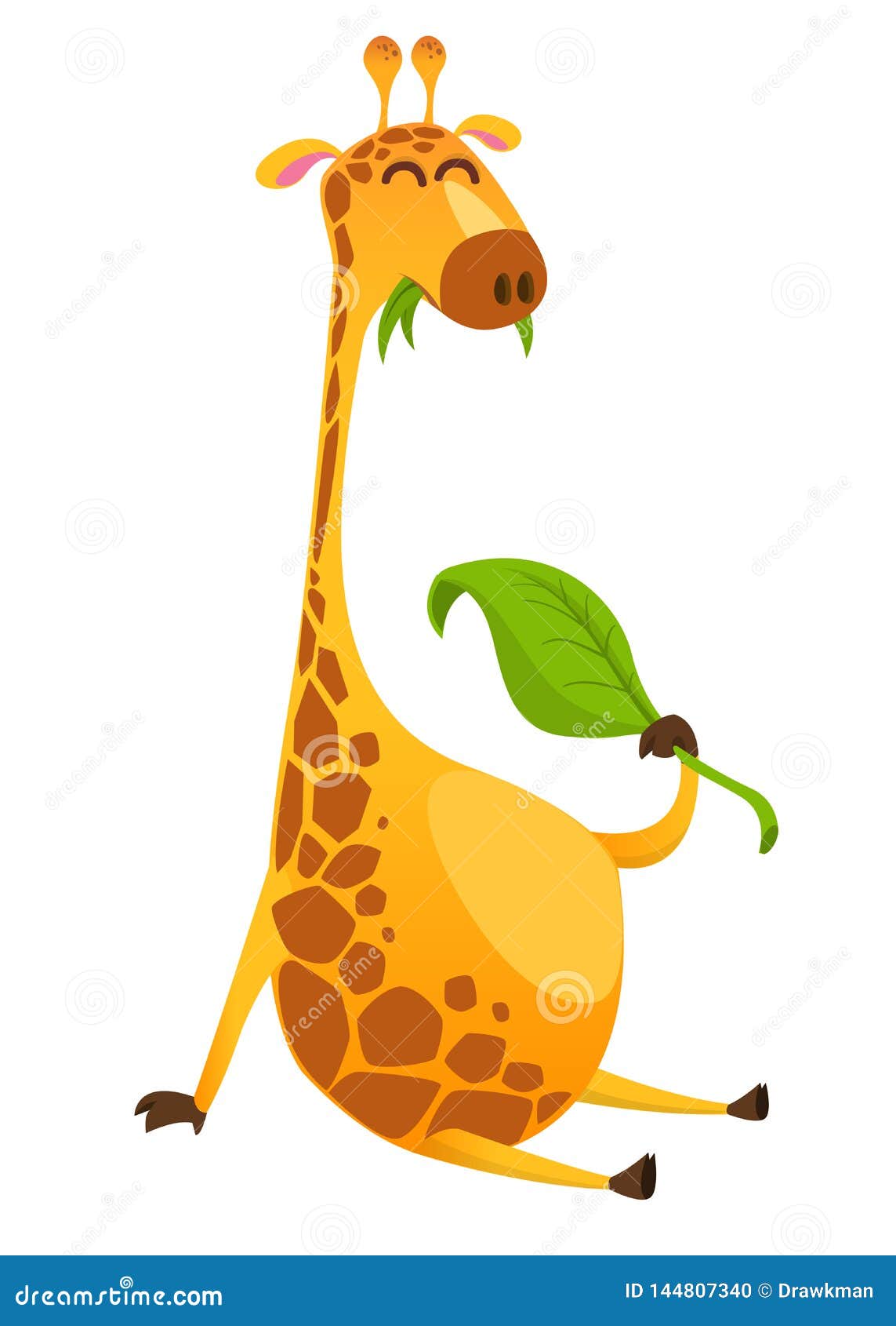 Funny Giraffe Cartoon. Vector Illustration Isolated Stock Vector