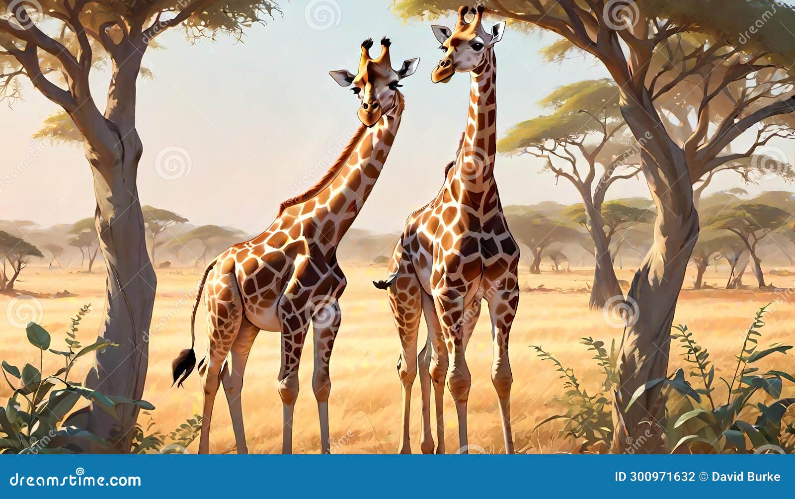 giraffe giraffa pair african hoofed mammal trees