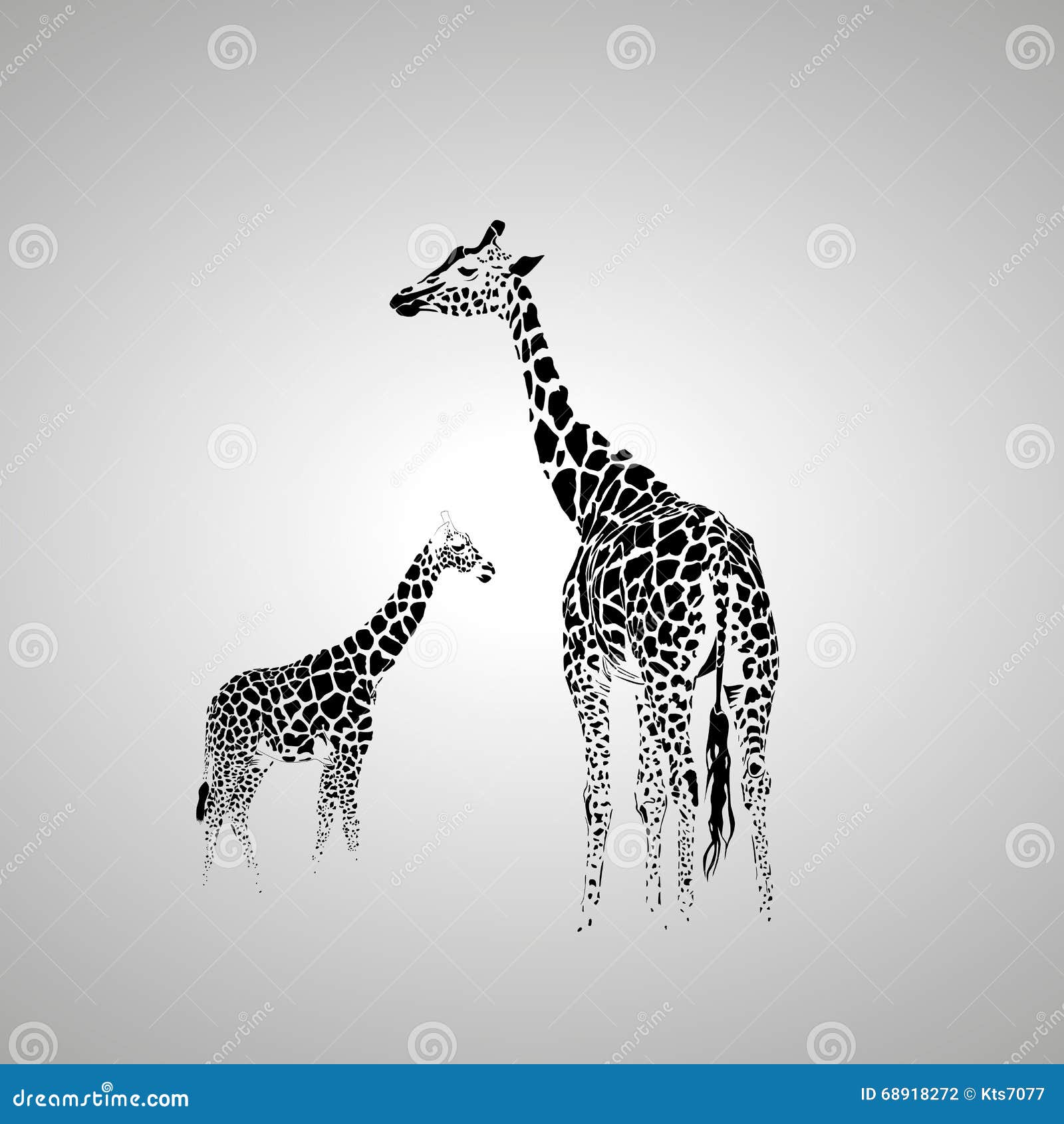 Giraffe with her baby stock vector. Illustration of young - 68918272