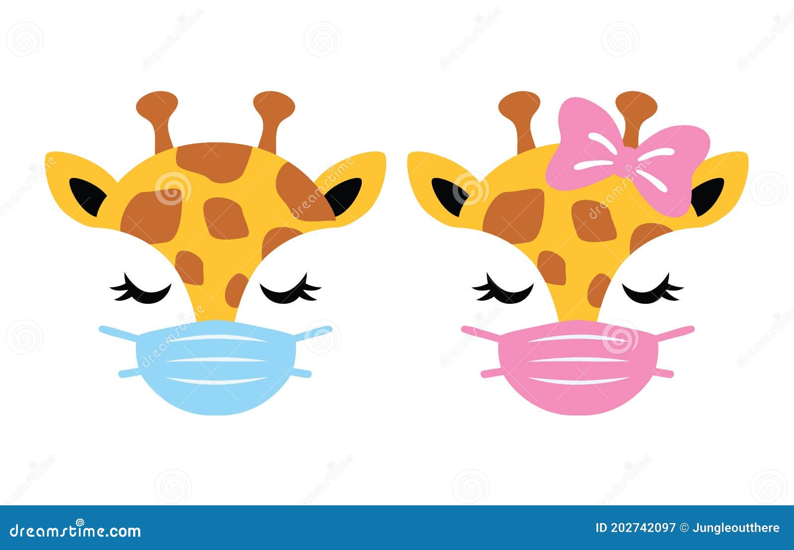 Cute Giraffe with Face Mask Vector Stock Vector Illustration of