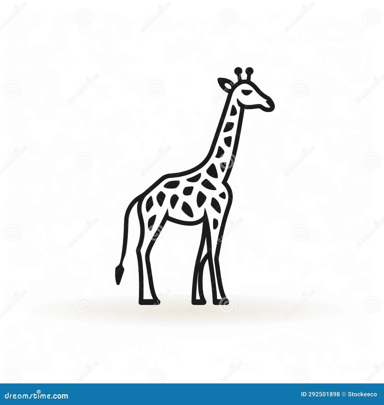 minimalist   of a black giraffe on white background