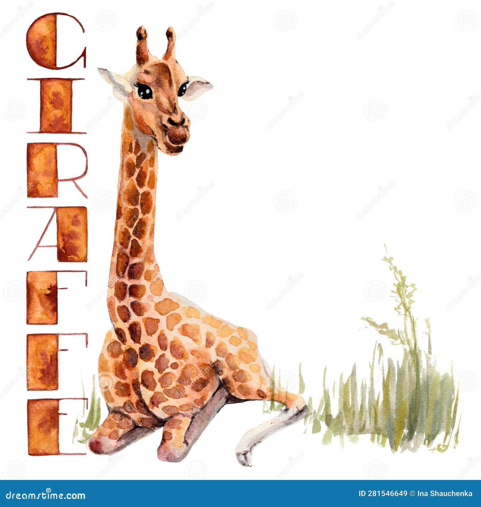 Giraffe Picture for Children S Blocks Stock Illustration - Illustration