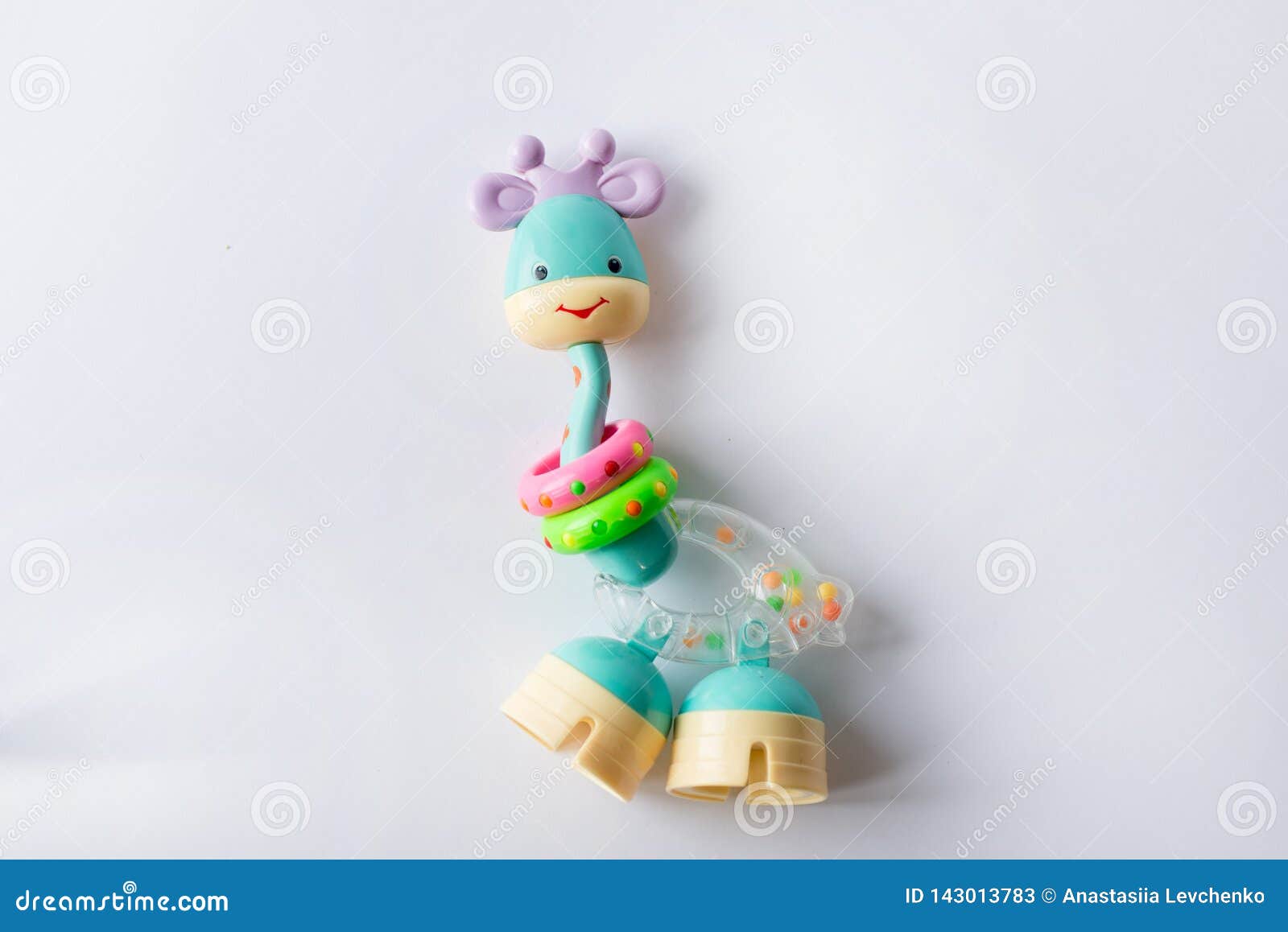 Giraffe Toy. Clockwork Plastic Toy Isolated on White Background Stock