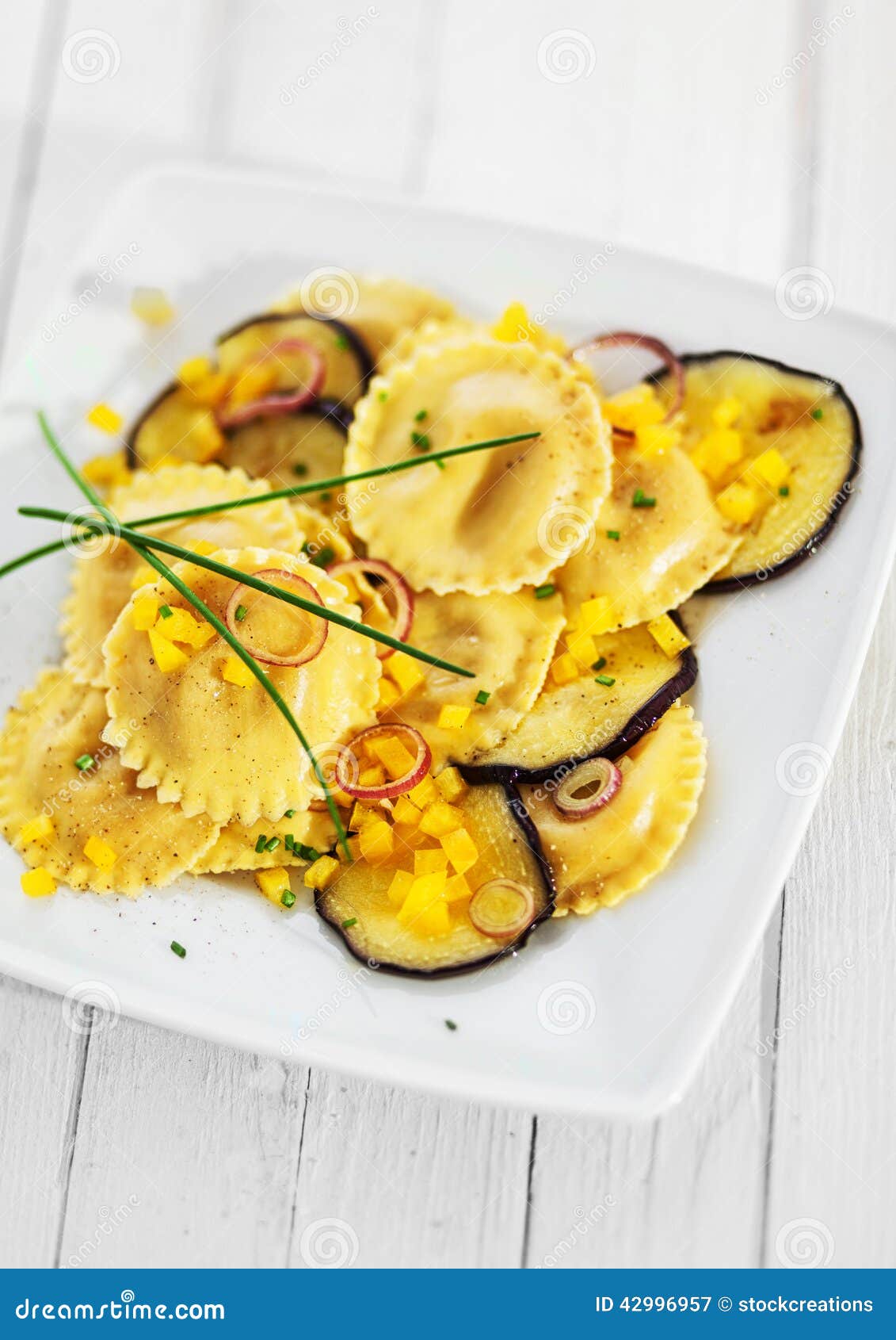 girasole ravioli with aubergine or eggplant