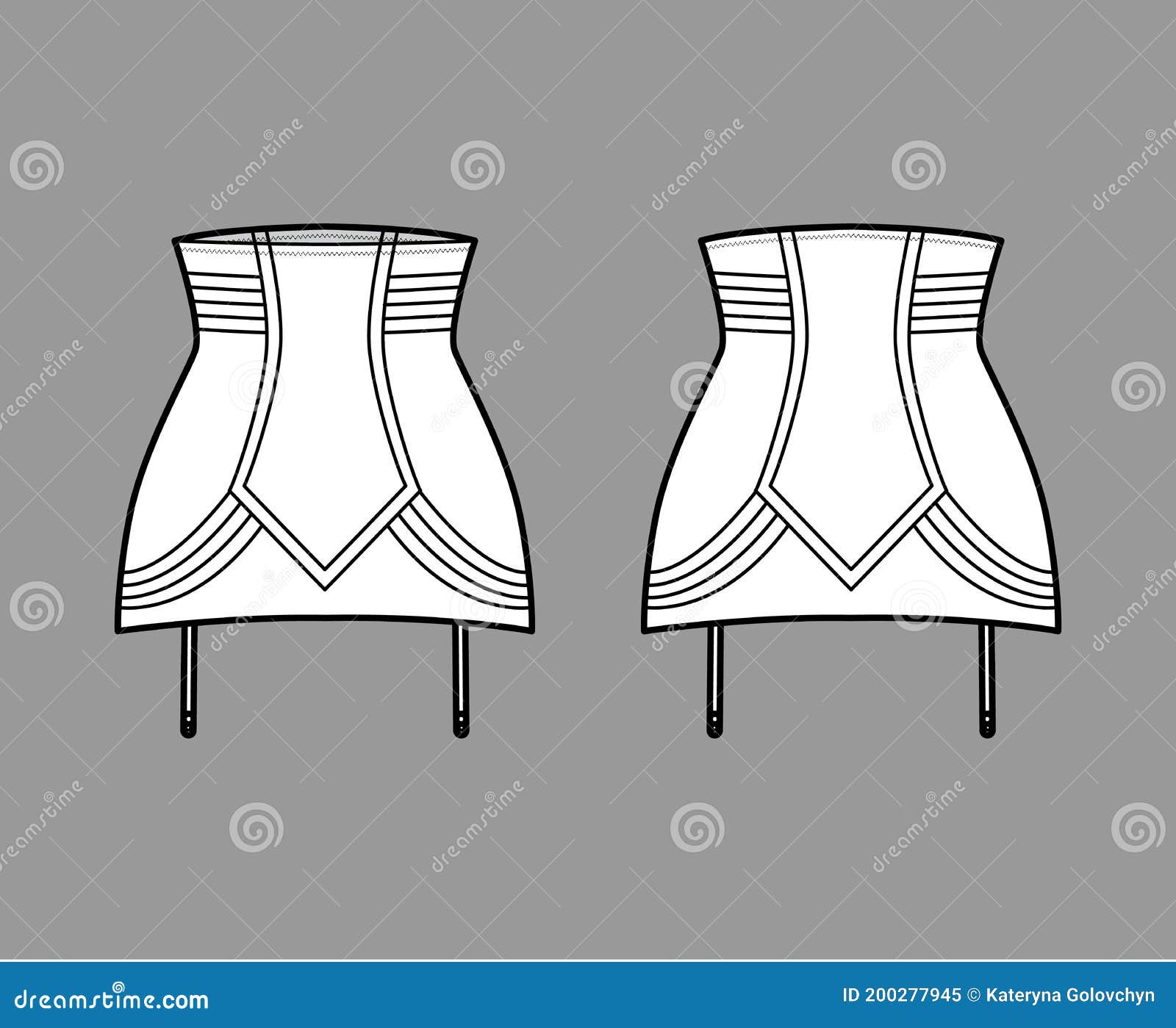 Girdle Open Bottom Vintage Look High Waist Lingerie Technical Fashion  Illustration with Attached Garters. Flat Template Stock Vector -  Illustration of croquis, apparel: 200277945