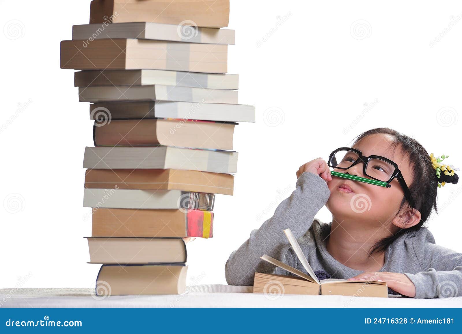 Girl stock photo. Image of knowledge, pile, education - 24716328