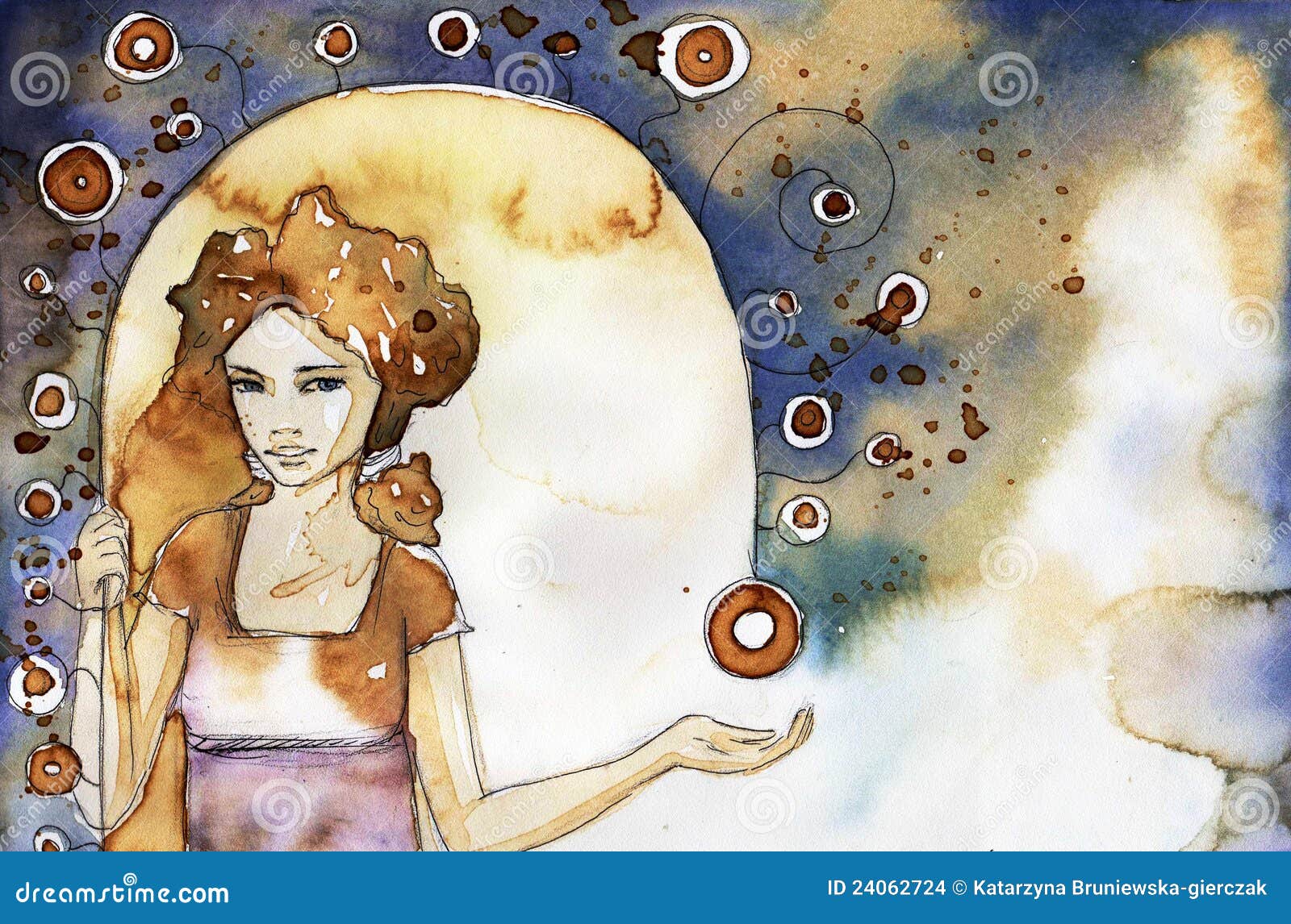 Girl on an Abstract Background Stock Illustration Illustration of