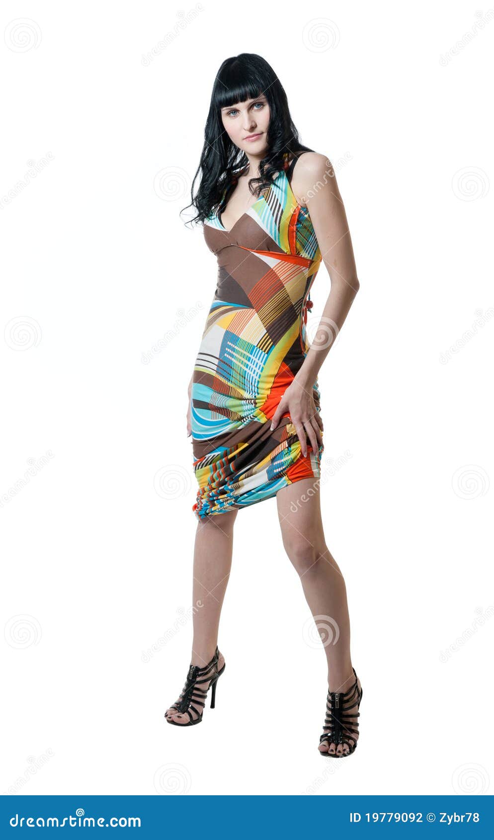 Girl in Abstract Colored Dress Stock Photo Image of positive, hair