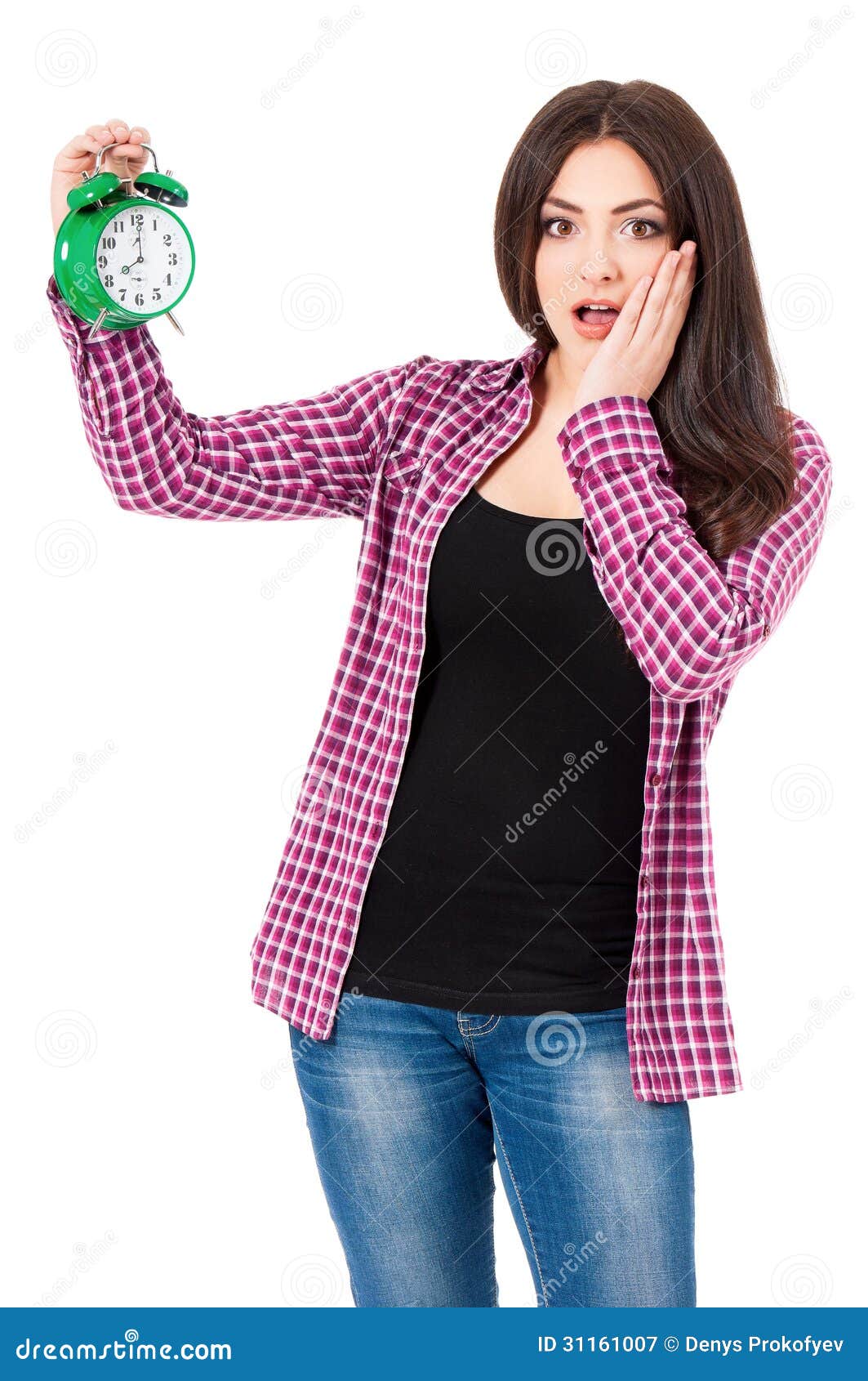 Girl with alarm clock stock image. Image of amazed, 31161007
