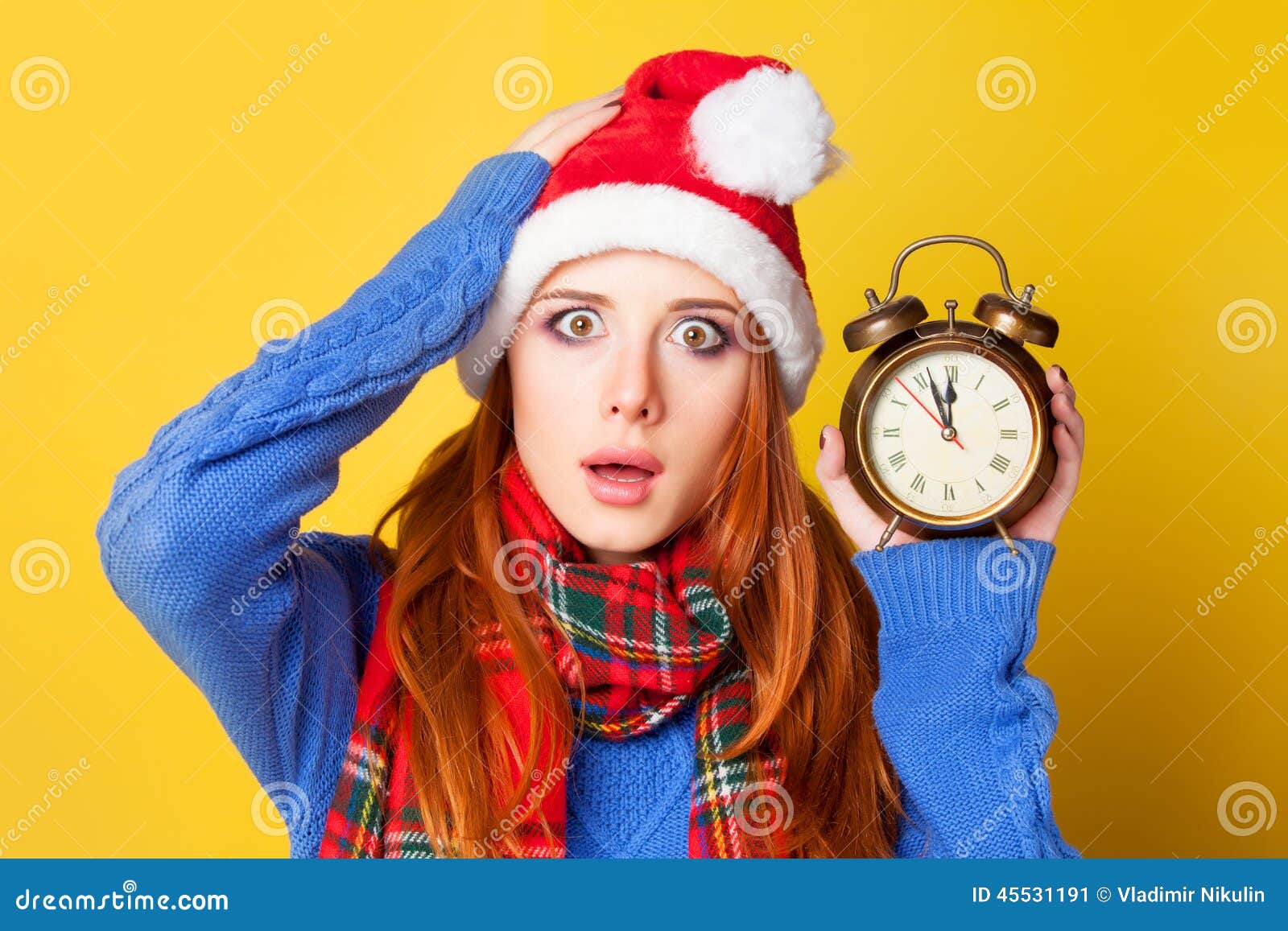 Girl with alarm clock stock image. Image of expressions 45531191