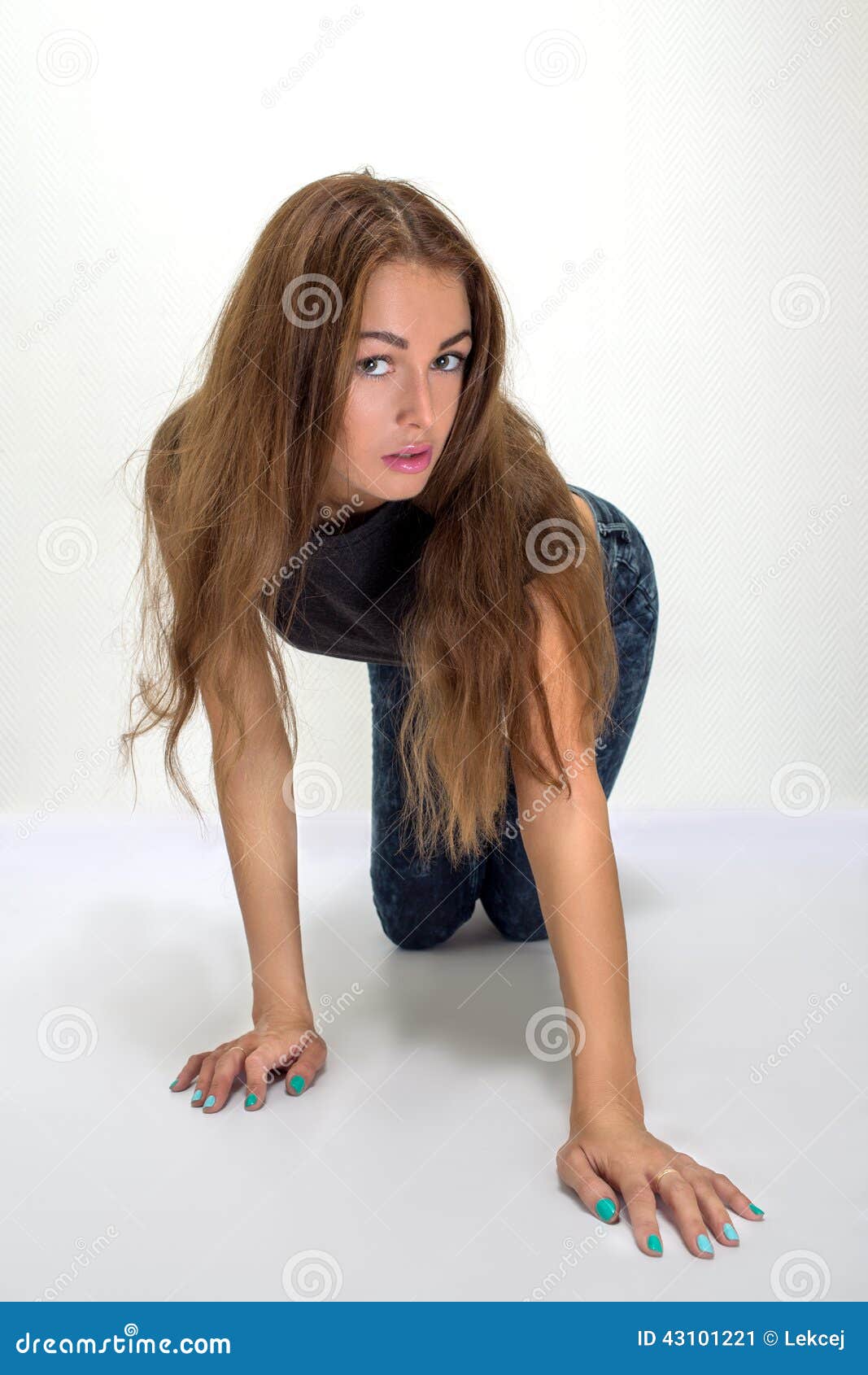 Girl Is On All Fours Stock Image Image Of Human Cheerful 43101221