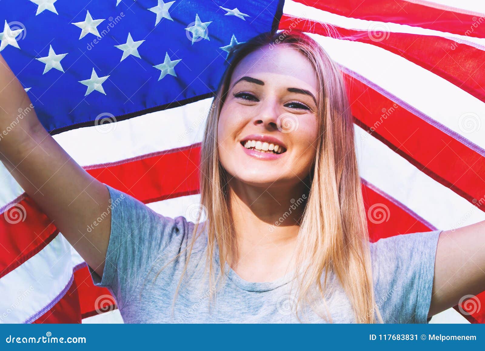 Girl With An American Flag On Independance Day Stock Image Image Of 11th Learning 117683831