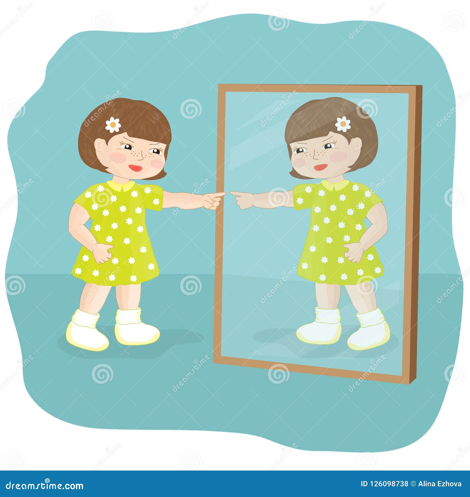The Girl is Angry at the Mirror. Illustration Stock Illustration ...