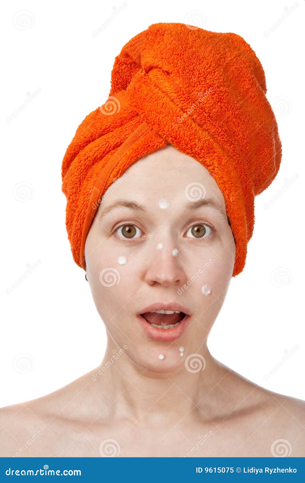 The Girl A Anti Akne Cream On The Face Stock Image Image Of Akne Pimple