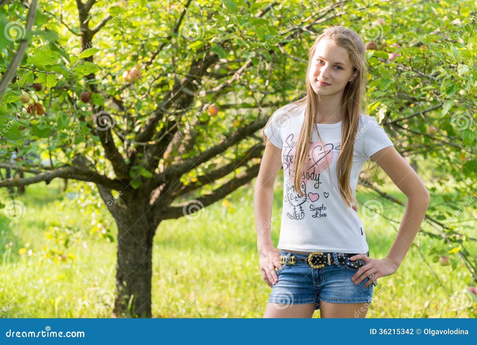 Girl in apple orchard stock photo. Image of nature, youth - 36215342