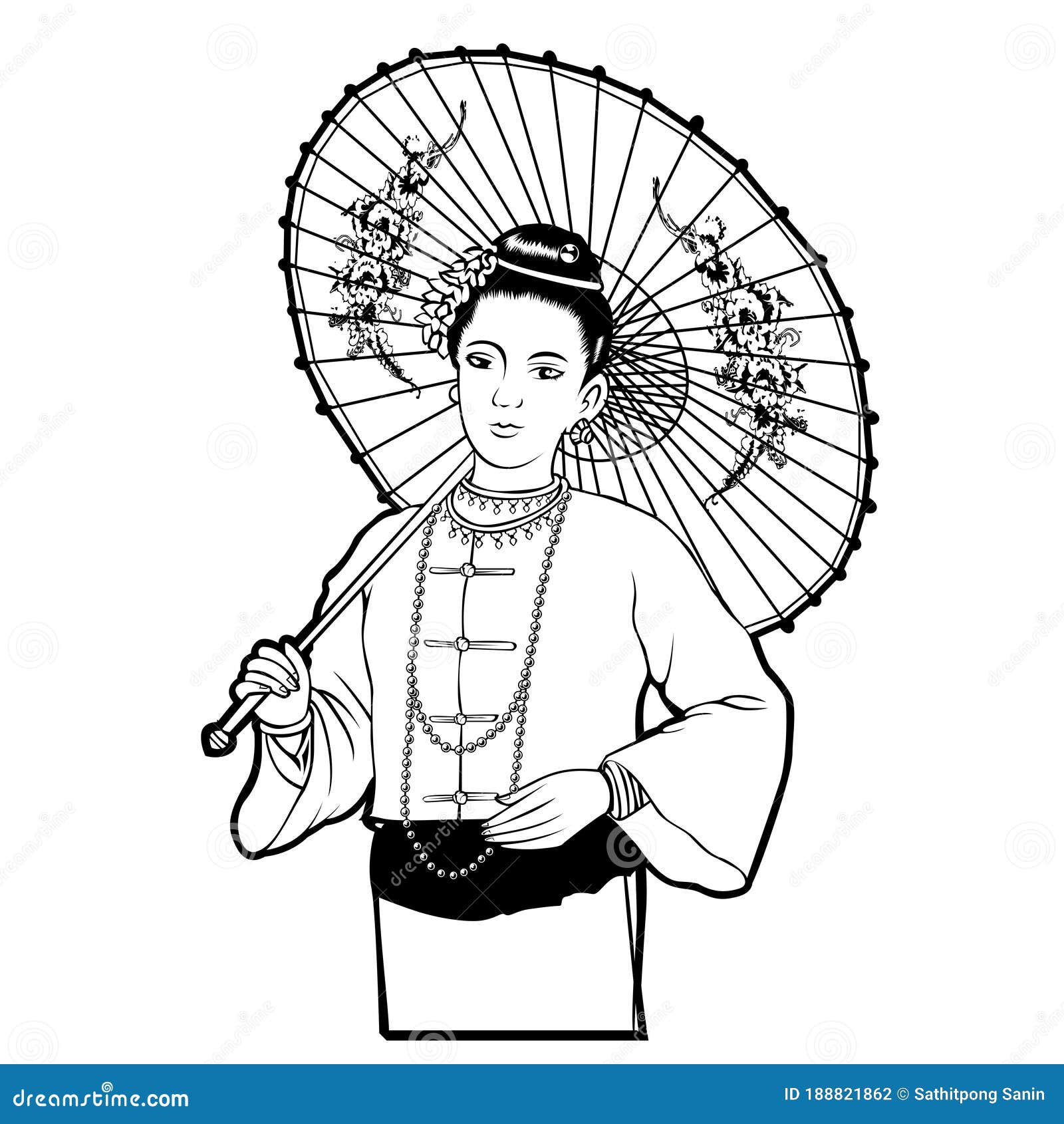 beautiful Japanese Vector Cartoon woman traditional clothing Asian Girl Illustration hair girl kimono Chinese umbrella, clothes