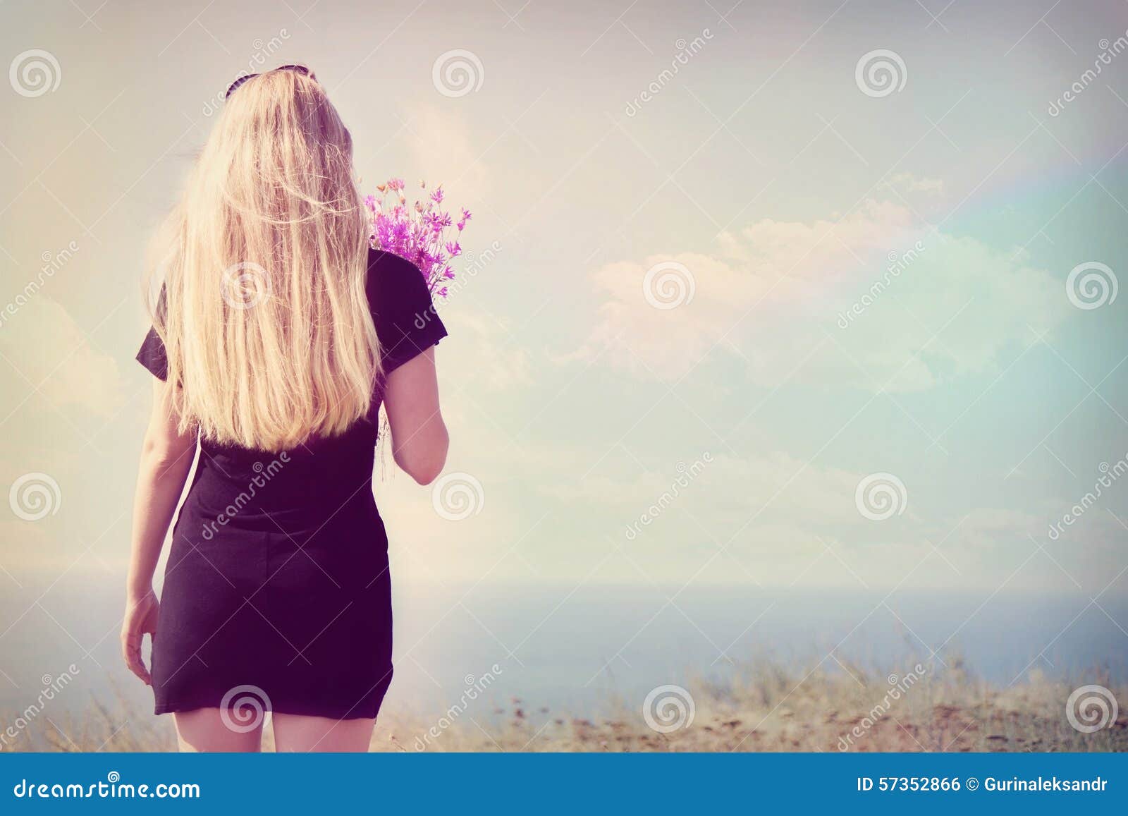 Back pose of smiling girl pointing Stock Photo by ©imagerymajestic 1672459