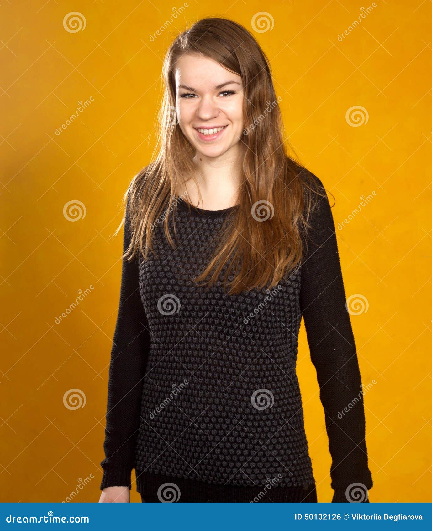 Girl on a Background of Orange Wall Stock Photo - Image of fresh, face ...