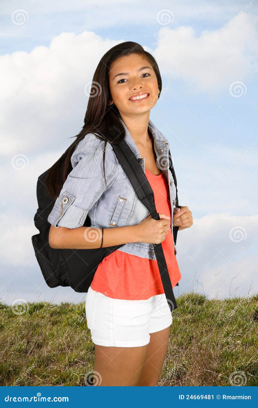 Girl with Backpack stock image. Image of education, learn 24669481