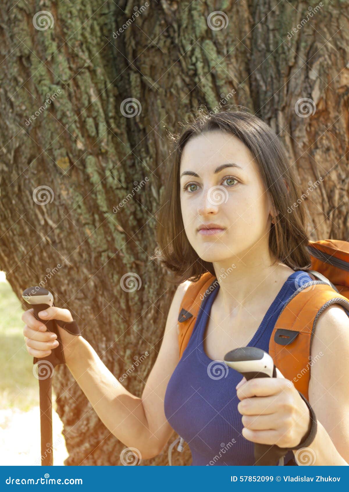Girl with a Backpack Camping Trip. Stock Image - Image of holiday ...