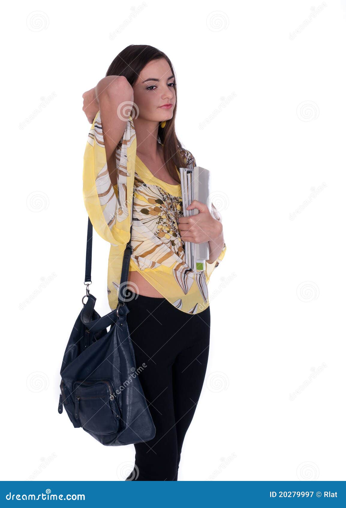 Girl with bag stock image. Image of isolated, lesson 20279997