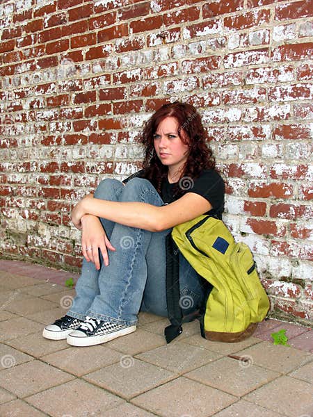 Girl with bag 5 stock image. Image of alone, pack, school - 206107