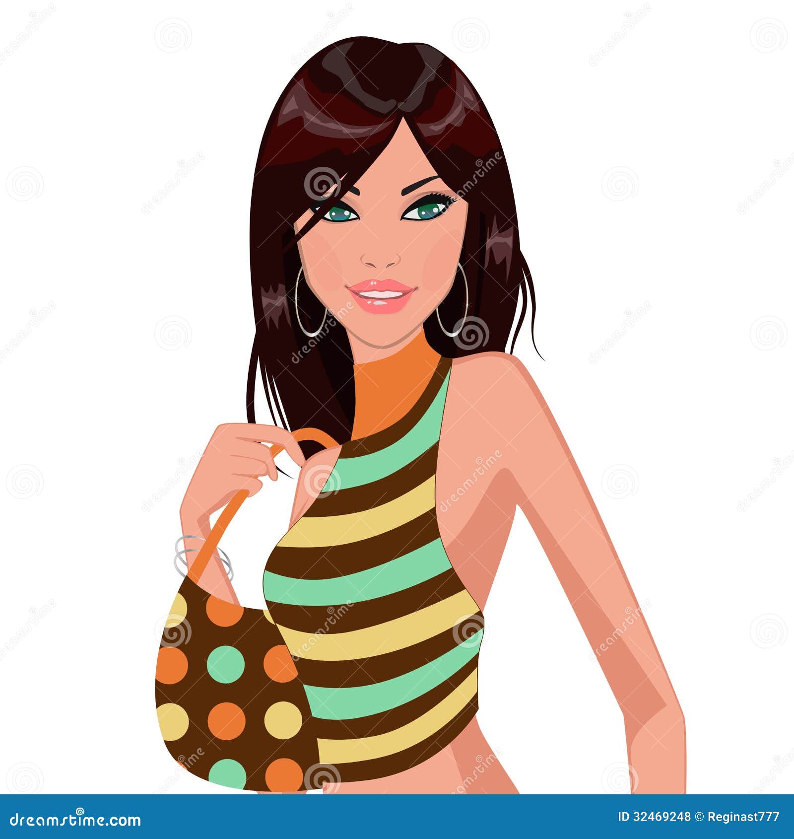Girl with bag stock vector. Illustration of female, beauty 32469248