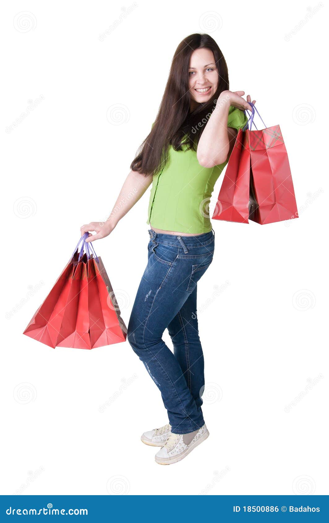 Girl with bags stock photo. Image of background, fashion 18500886