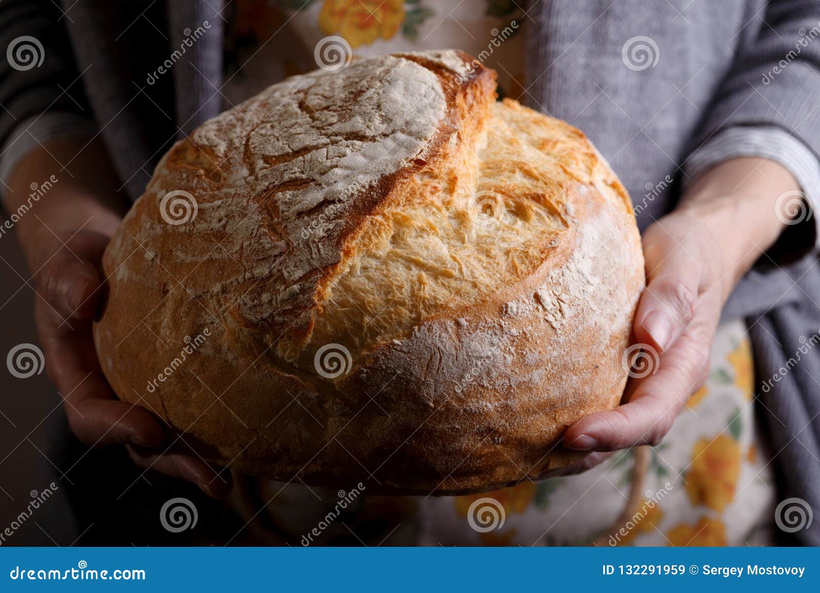 Girl Holding Fresh White Bread Stock Image Image of kitchen, eating