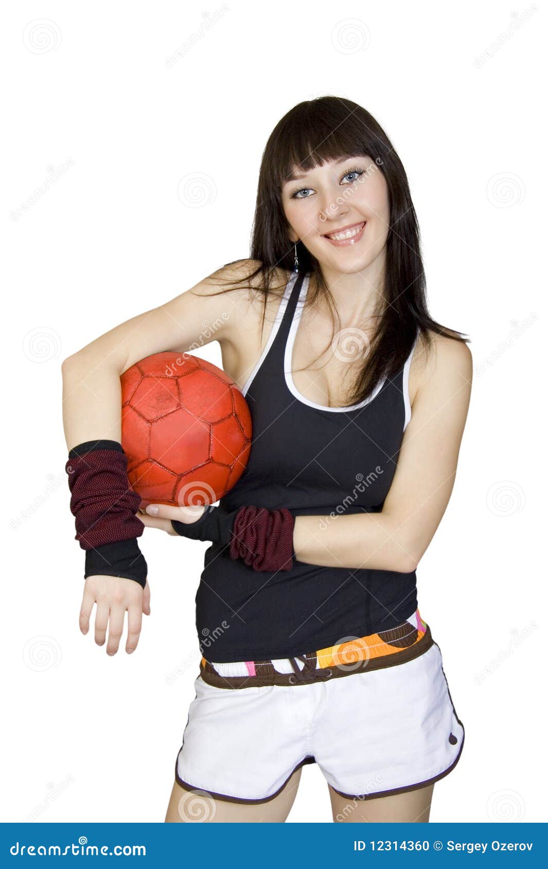 The girl with a ball stock photo. Image of happy, force - 12314360