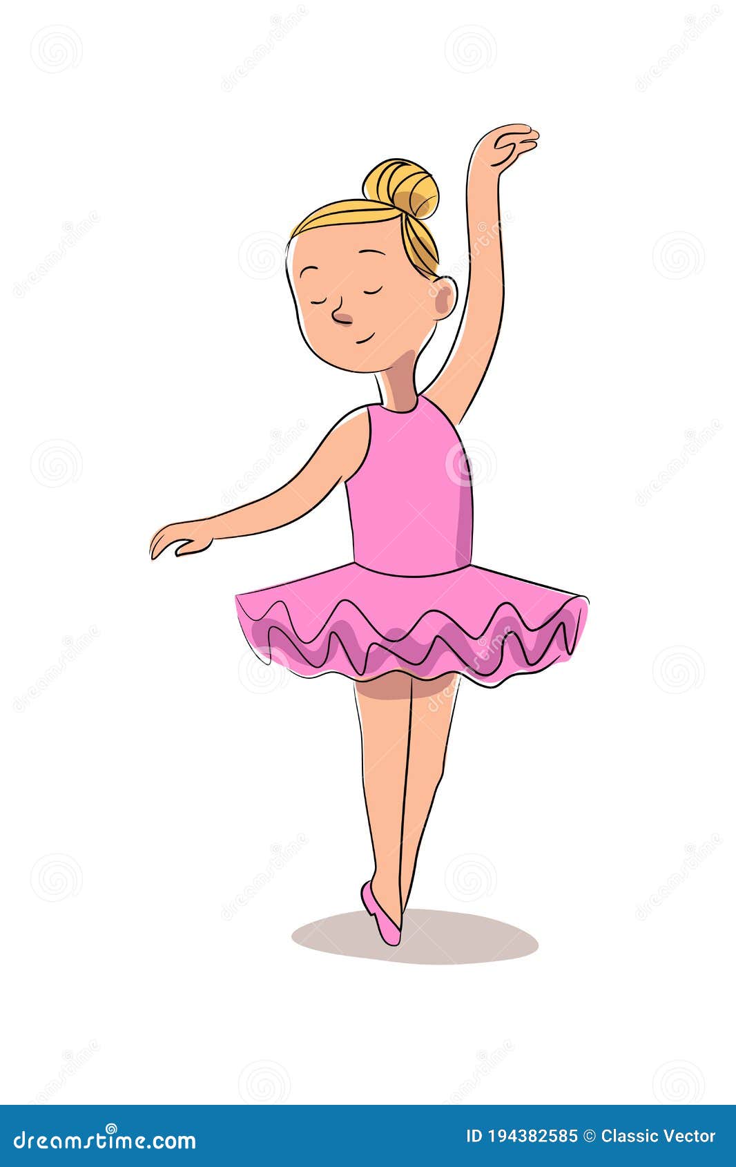 Girl Ballerina Vector Character in Pink Tutu is Dancing. Little Dancer Performs. Happy Childhood, Hobby, Entertainment Stock Vector - of performer, graceful: