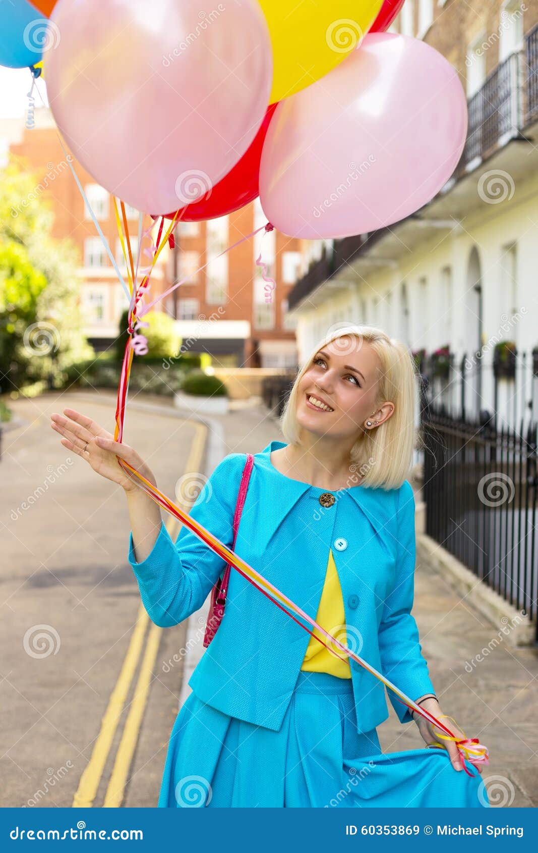 Girl with ballons stock image. Image of caucasian, flying - 60353869