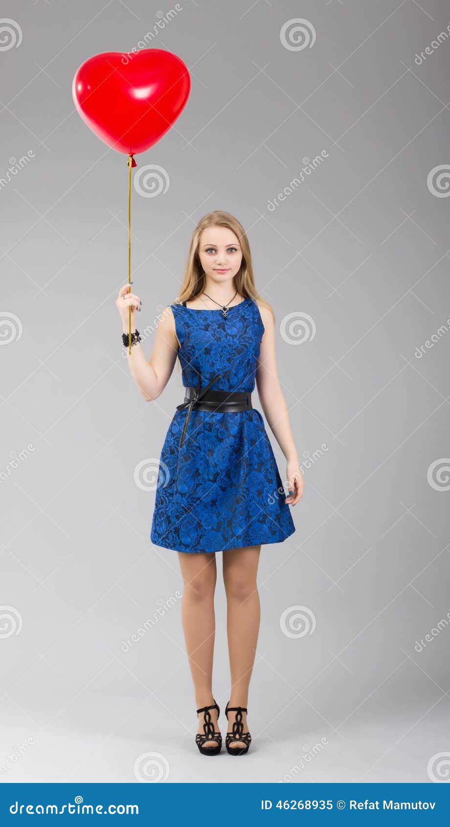 Girl with balloon stock image. Image of long, dress, beauty 46268935