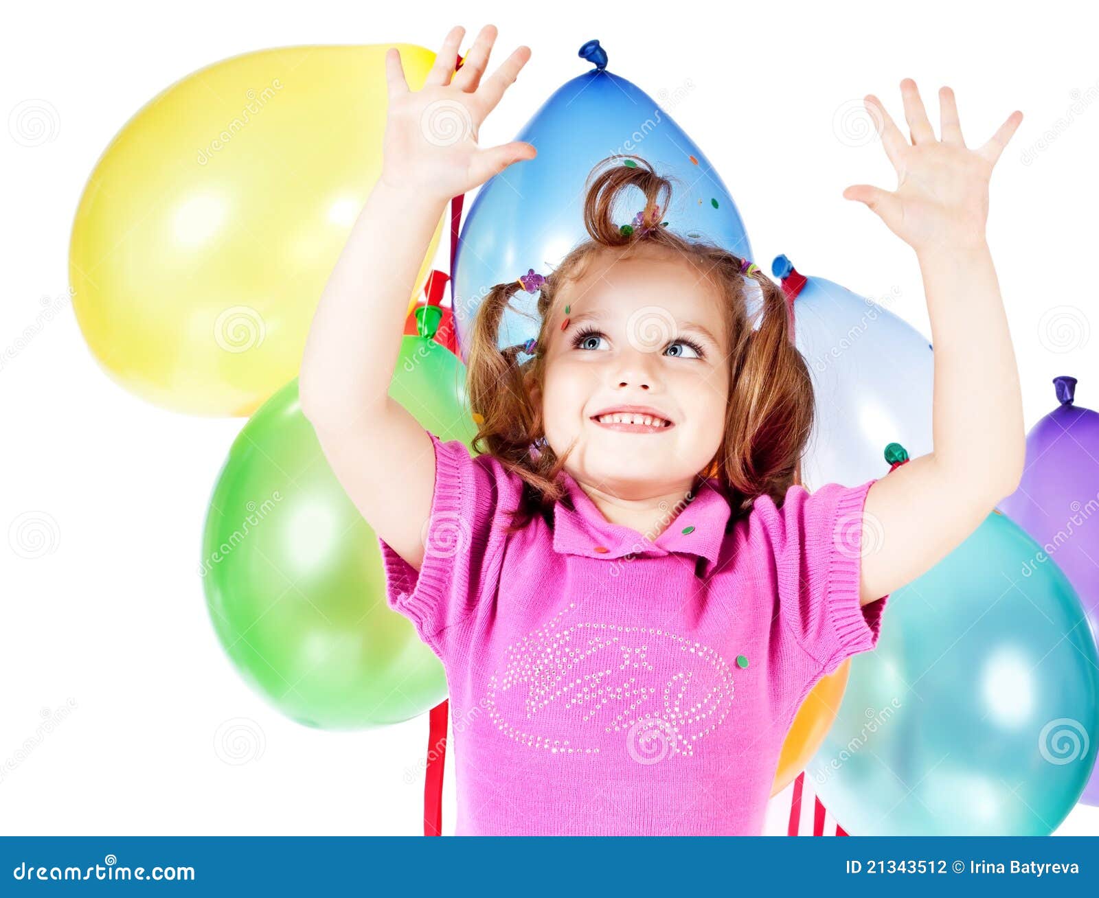 Girl with balloons stock photo. Image of cute 21343512