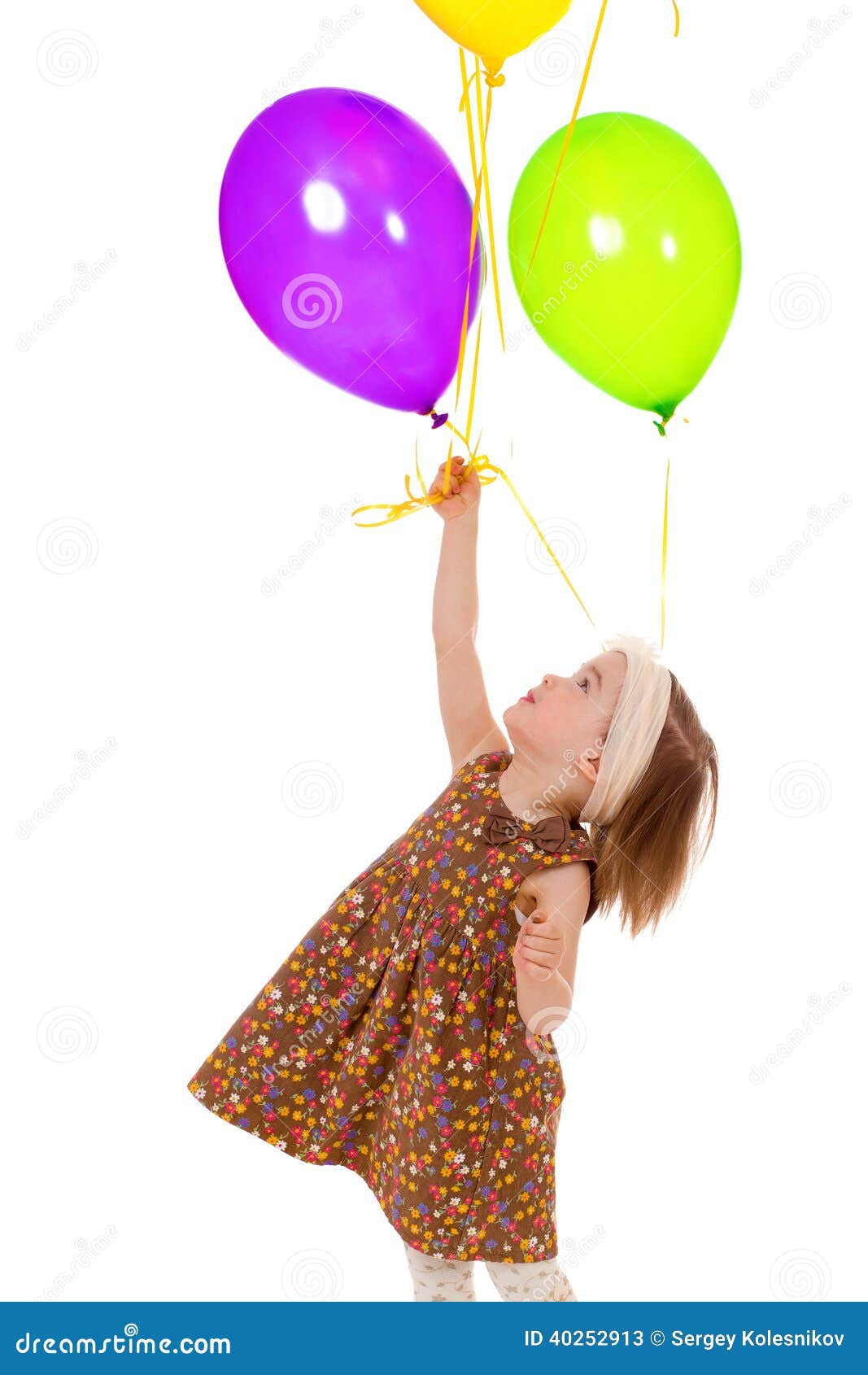Girl with balloons. stock image. Image of parent, baby 40252913