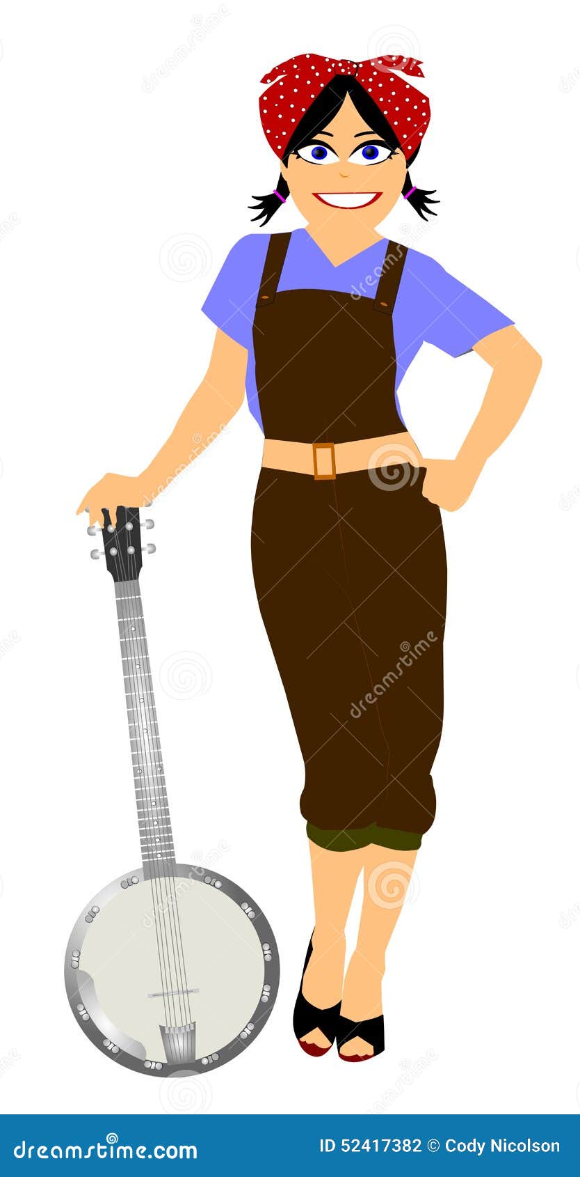Girl with banjo stock illustration. Illustration of attractive 52417382