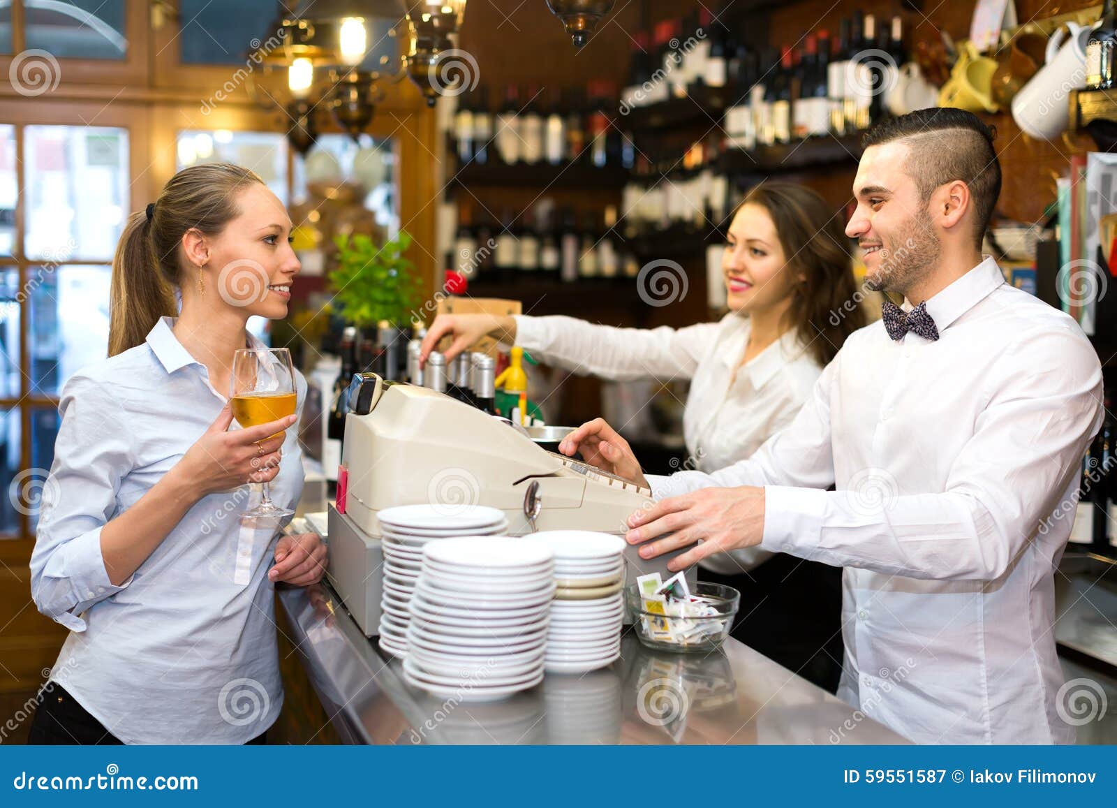 Girl in a Bar with Glass of Wine Stock Image Image of pleasure