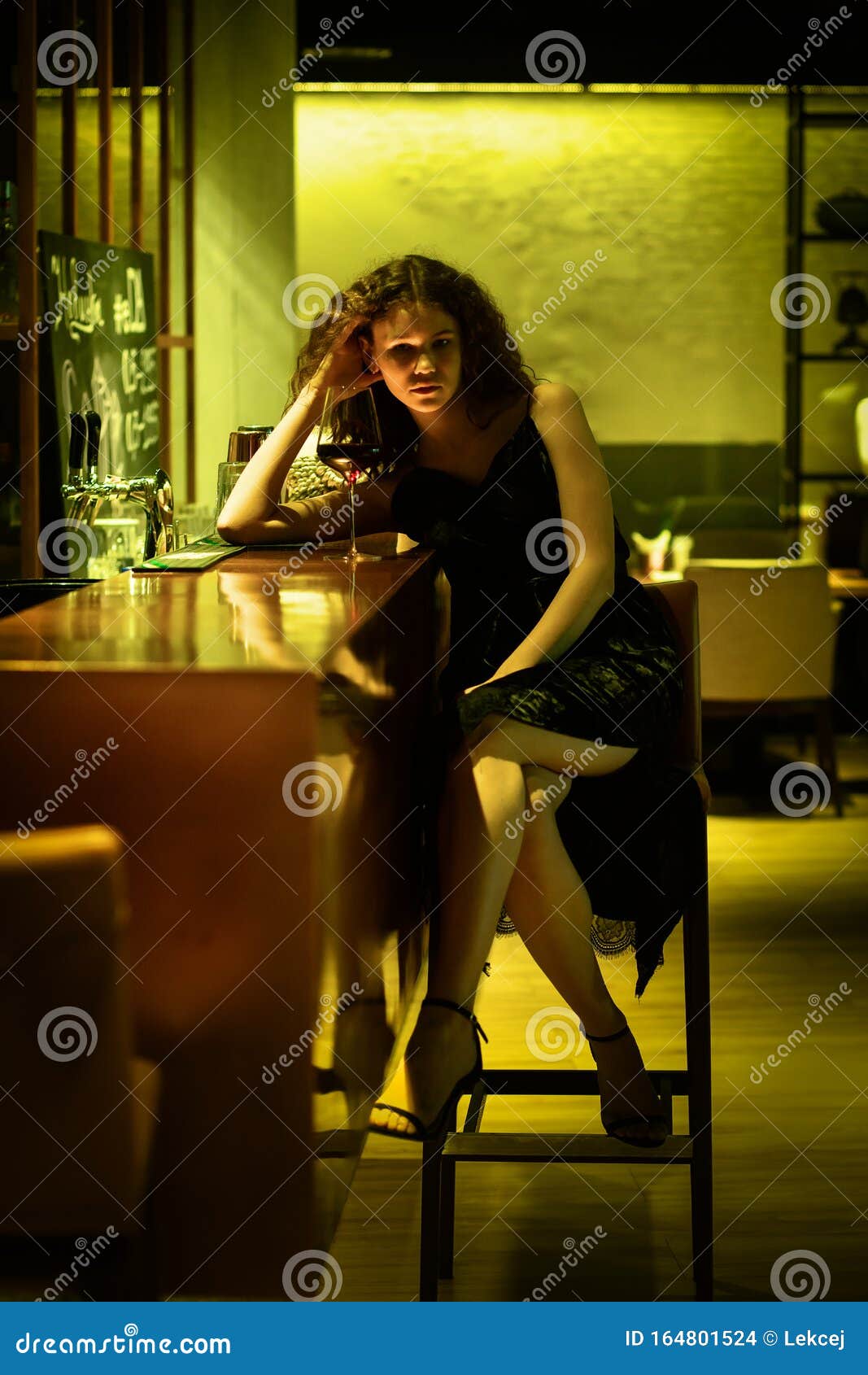 Girl in bar stock photo. Image of female, glamour, beautiful ...