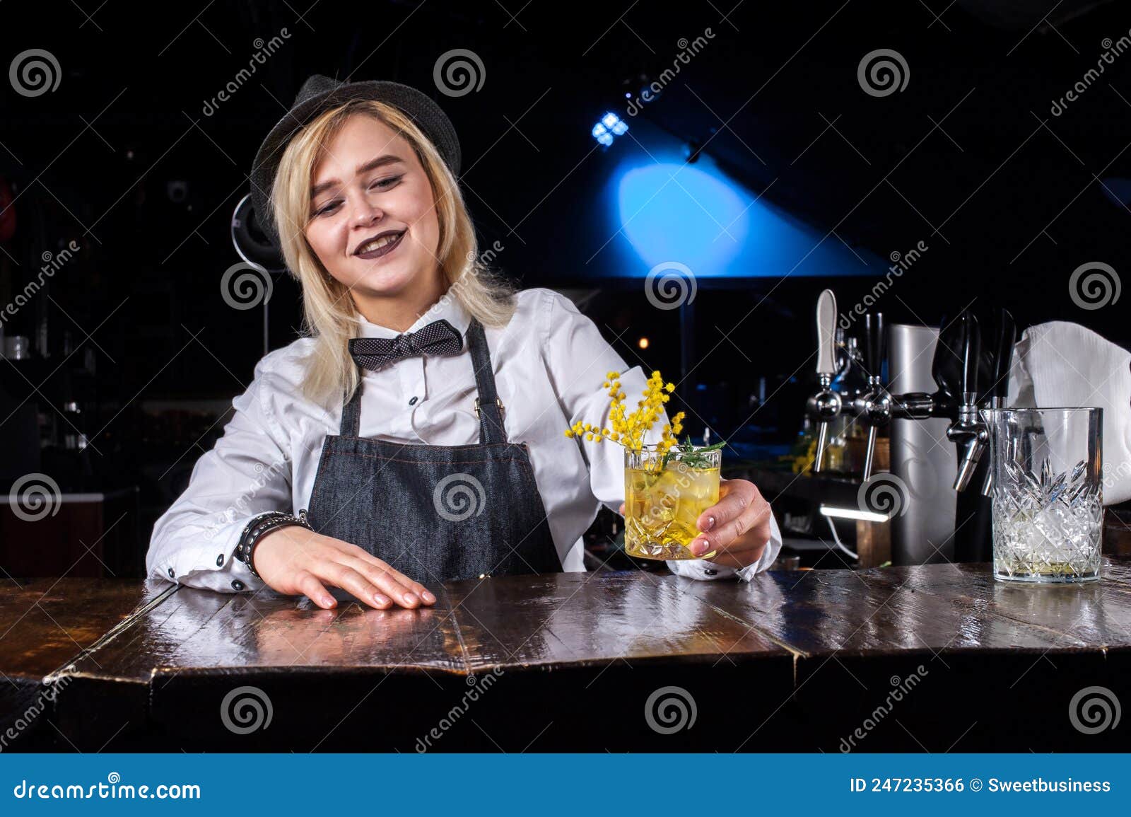 Girl Barman Makes a Cocktail at the Brasserie Stock Photo - Image of ...