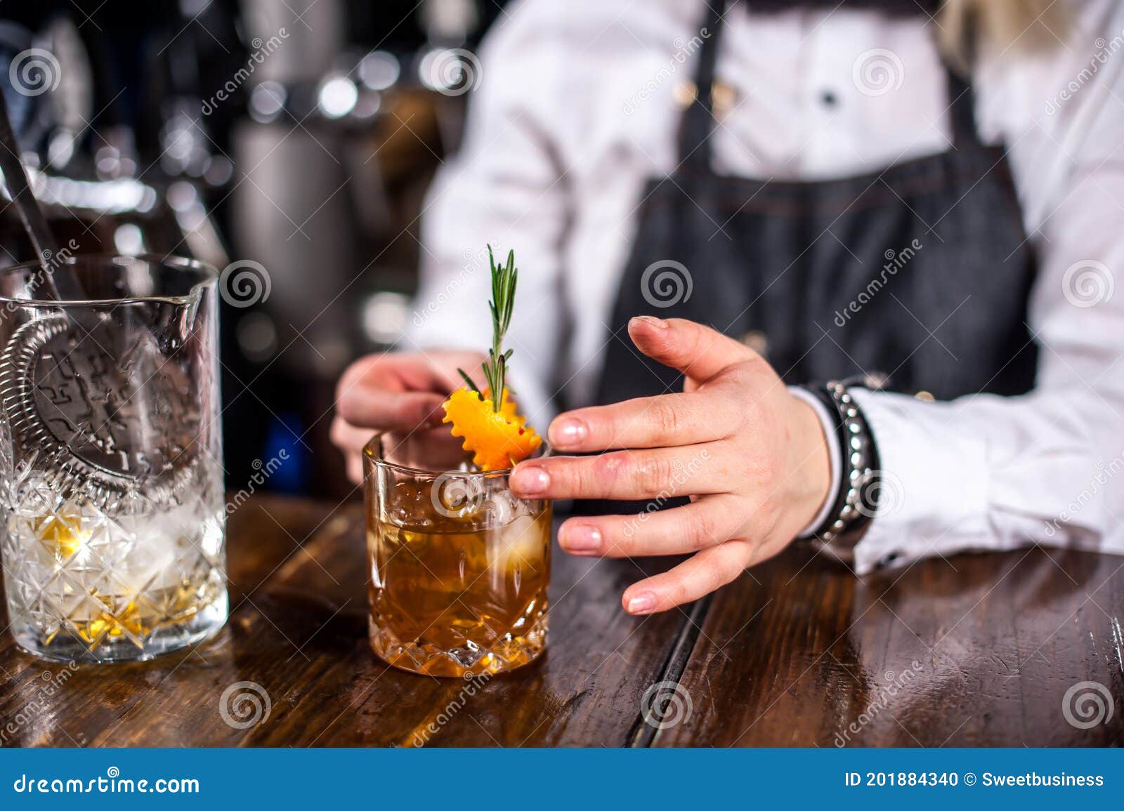 Girl Barman Makes a Cocktail on the Public House Stock Photo - Image of ...