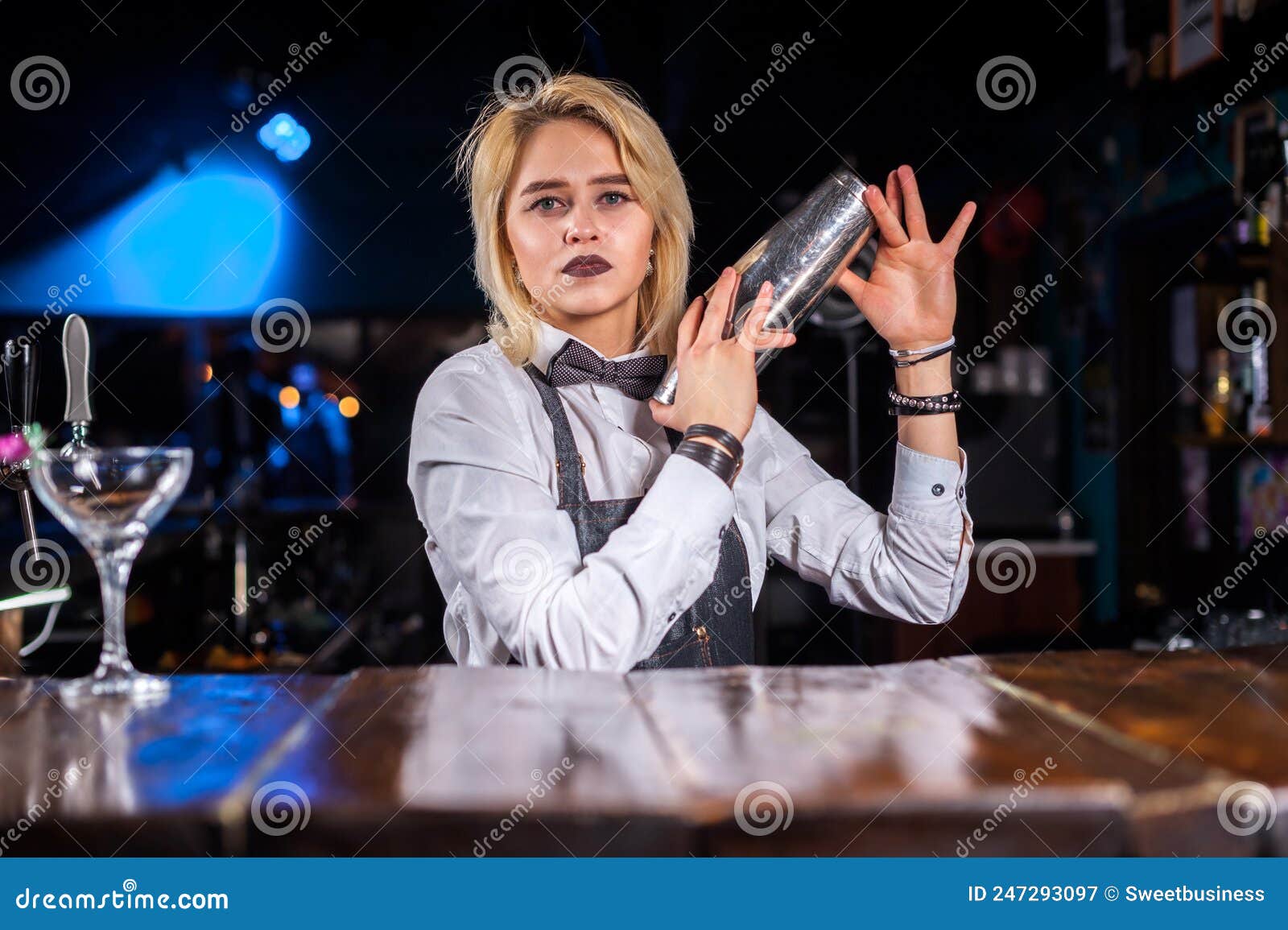 Girl Barman Makes a Cocktail at the Pothouse Stock Image - Image of ...