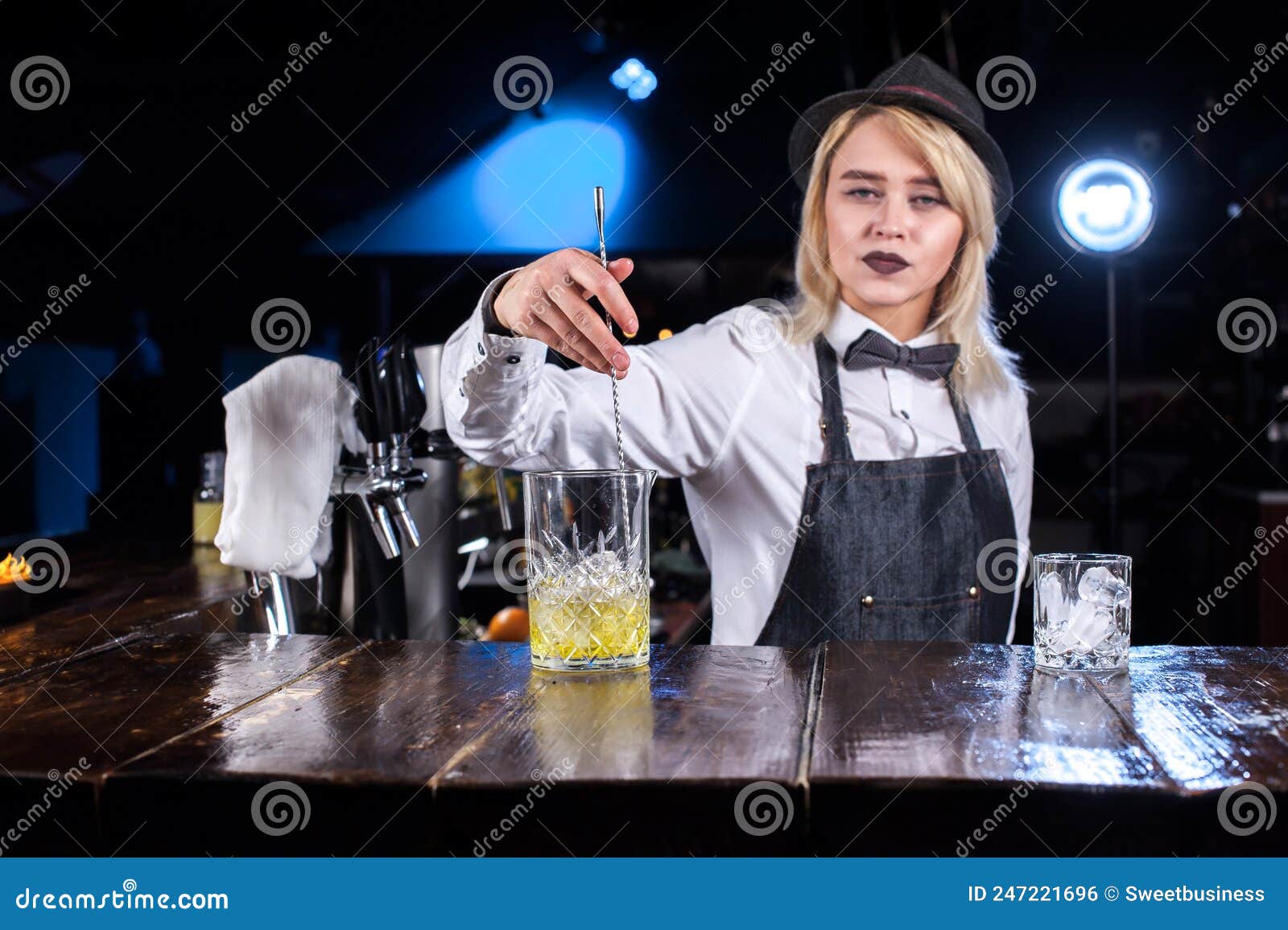 Girl Bartender Creates a Cocktail in the Taproom Stock Photo - Image of ...