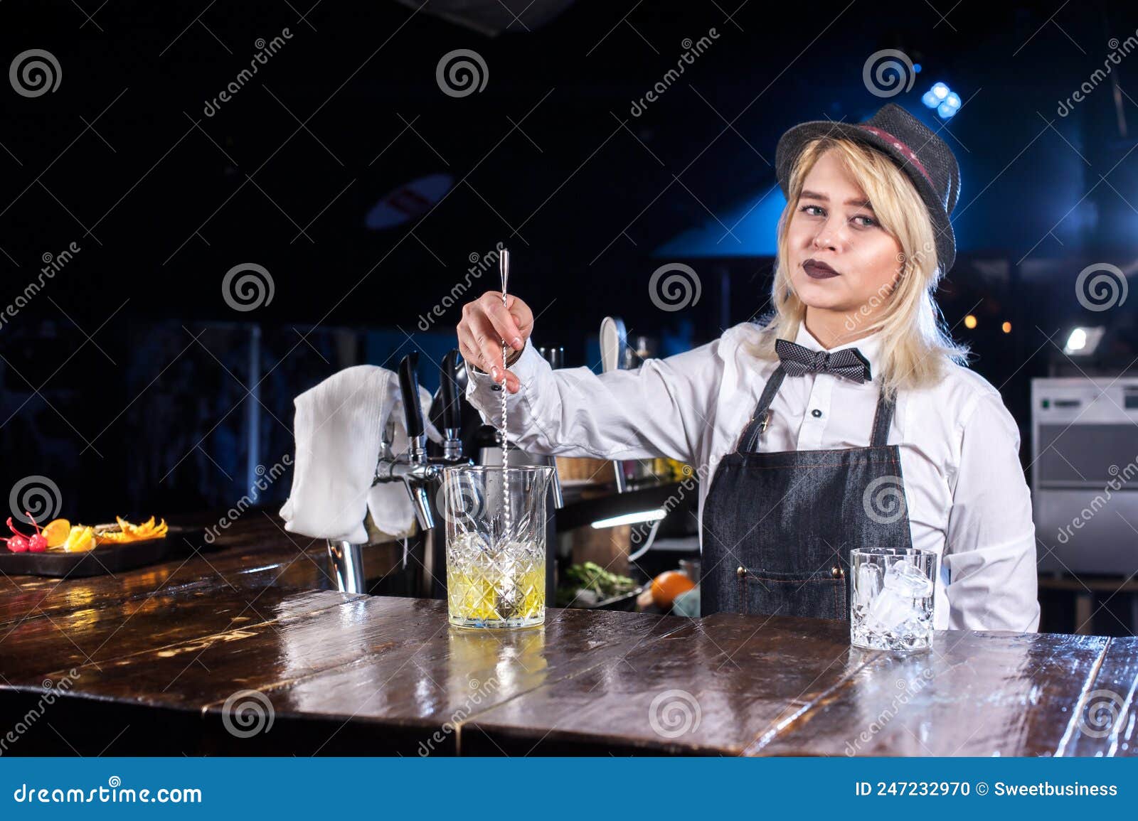 Girl Bartender Concocts a Cocktail at the Taproom Stock Photo - Image ...