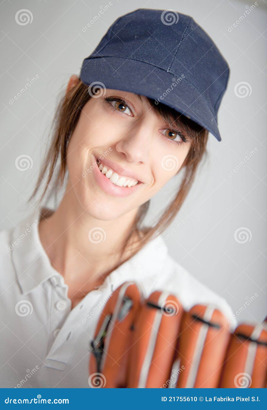 Girl with baseball glove stock photo. Image of player 21755610