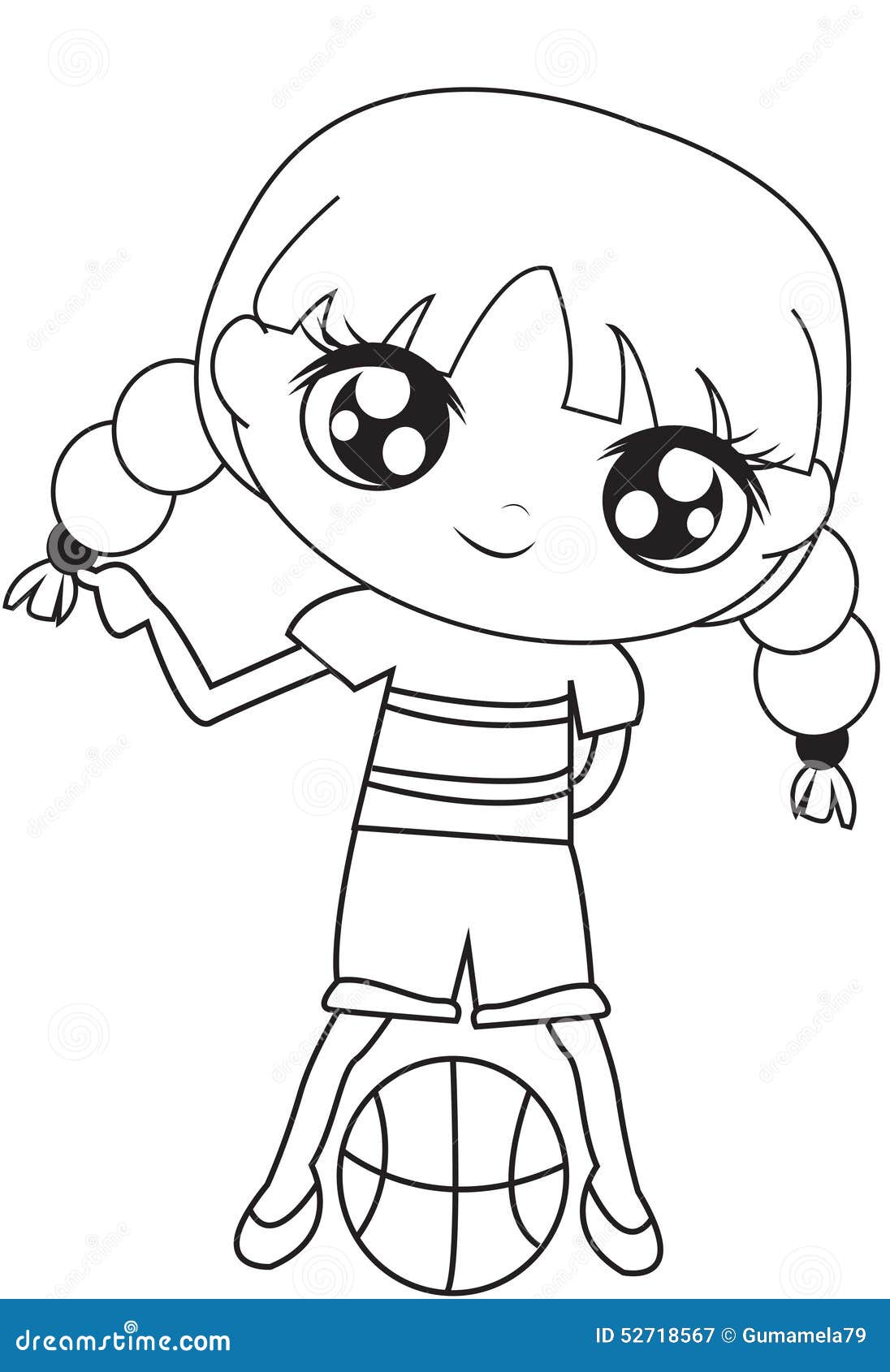 Girl with a basketball coloring page